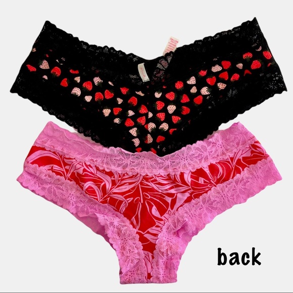 ♥️ VS-PINK - (2 pr)  Cotton Lace Trim Cheekies - Picture 3 of 3